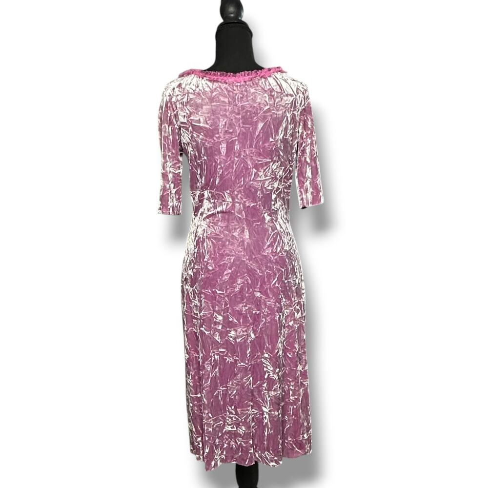 Vintage 90s Y2k Betsey Johnson New York Crushed Velvet Pink Sheath Dress Sz M - Picture 4 of 10